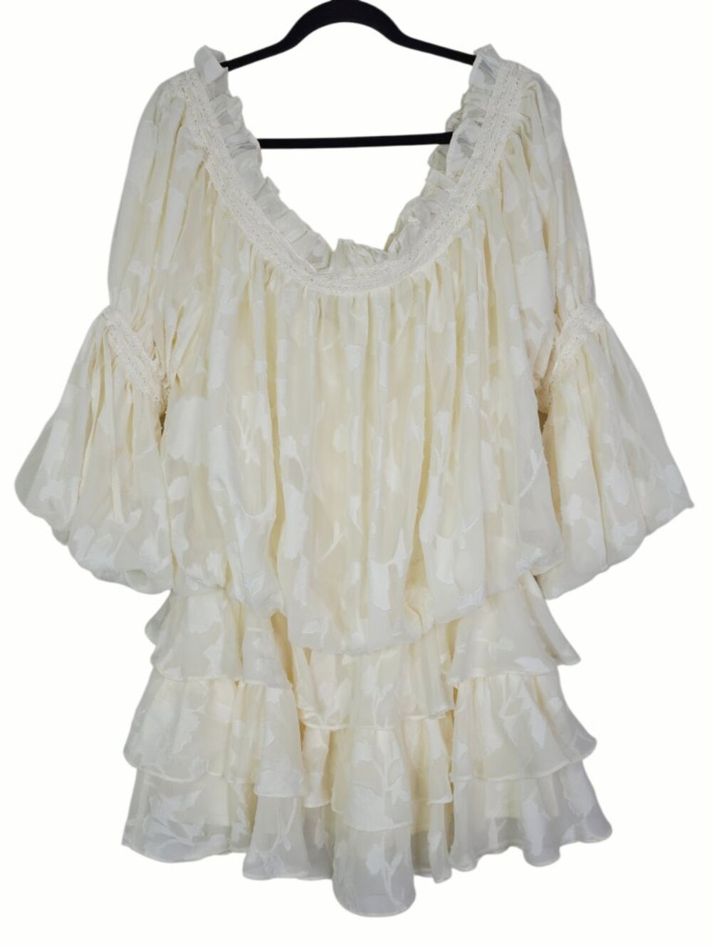 The Bekk Elora Dress Ivory‎ Lace Floral Off Shoulder Mini NWT Size XS/S - Picture 6 of 13